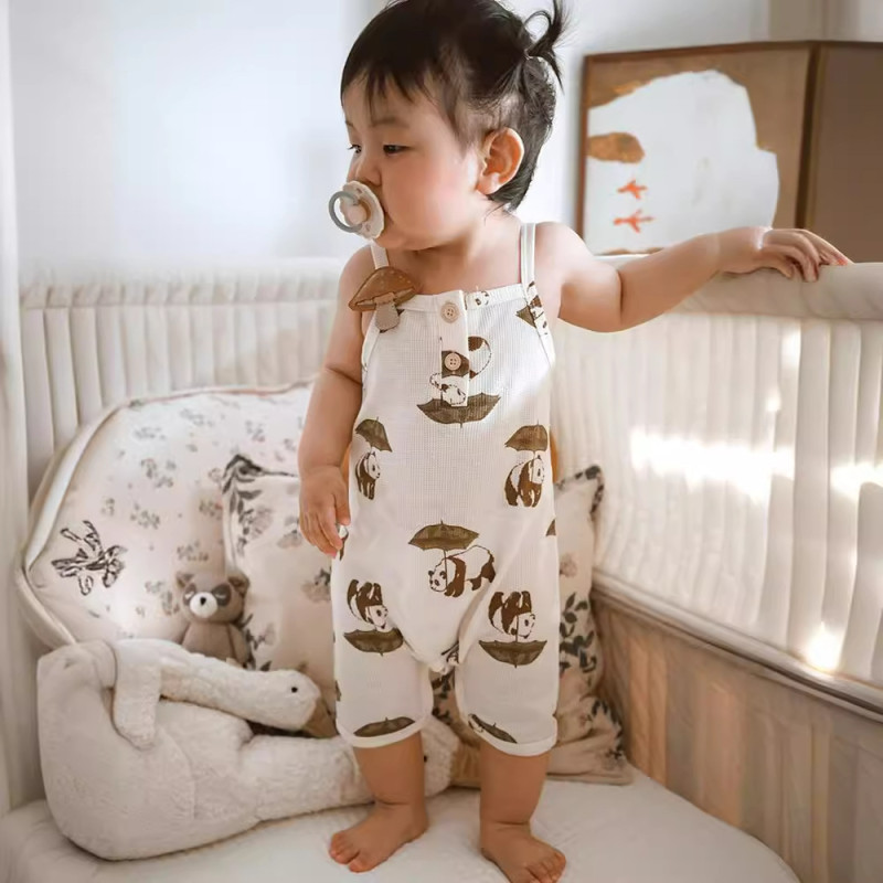 Nordic  Waffle-like baby sleeveless jumpsuit