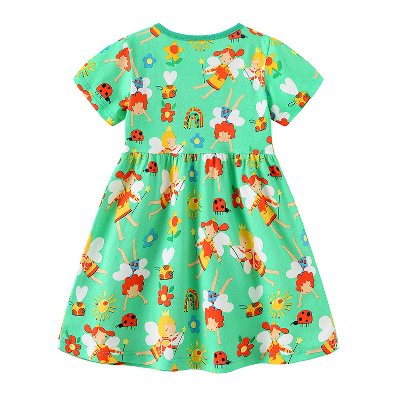 Printed princess dress round neck pullover short sleeve children shirt