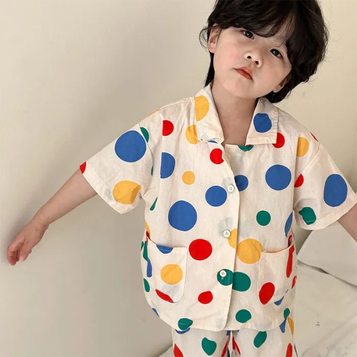 Polka dot cotton girl dress siblings costume