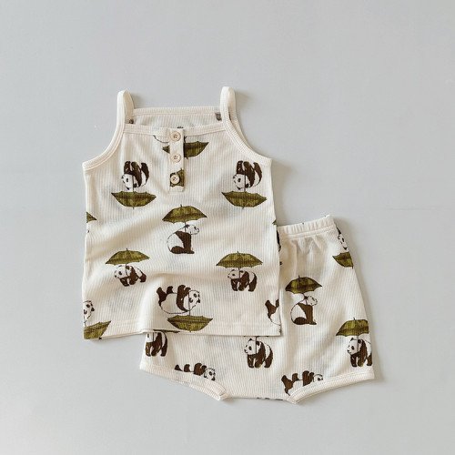 Girls' Home wear baby vest overall dress set
