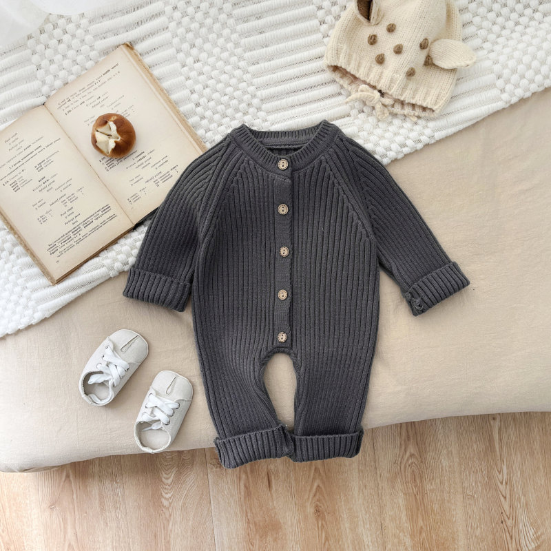 Knitted thick newborn winter sweater jumpsuit