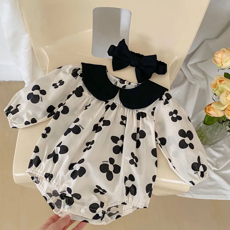Baby Bodysuit Flower Infant One Piece Long Sleeve