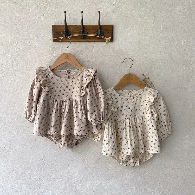 Spring  floral flounce baby romper