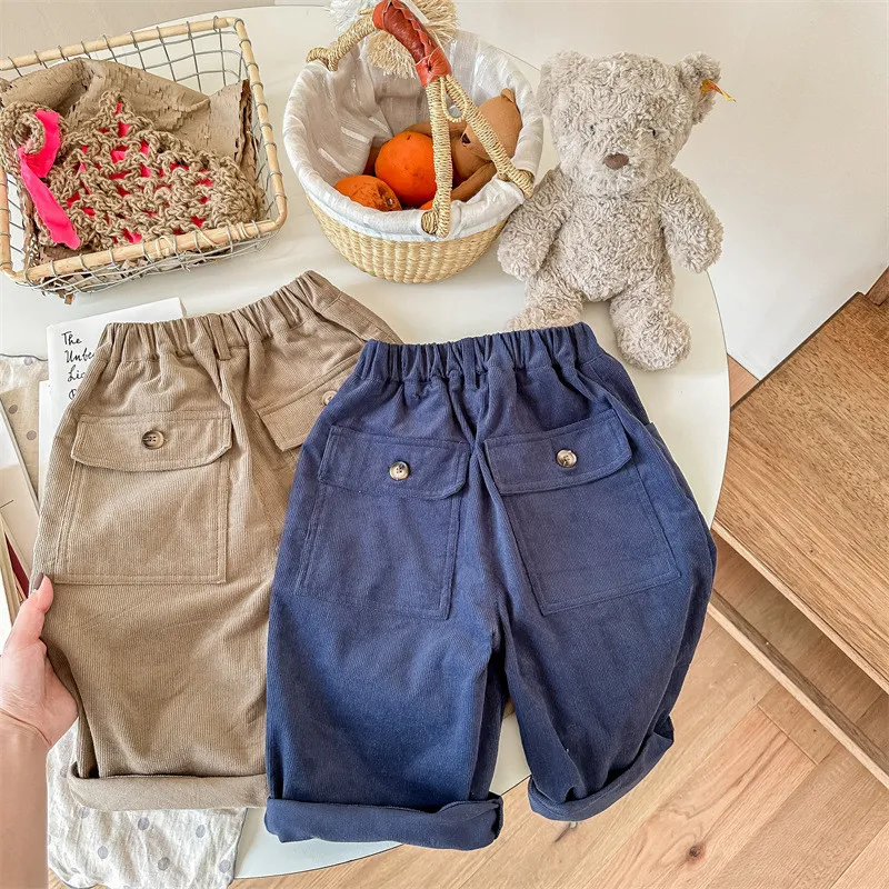 Children's corduroy cargo pants for boys and girls pants