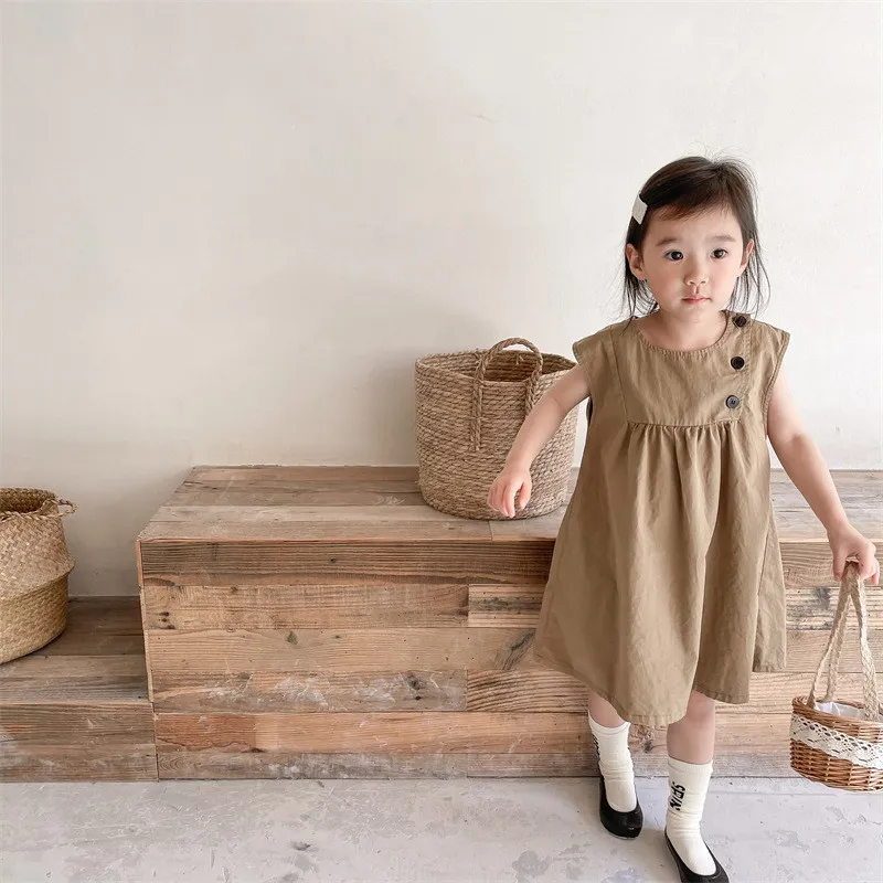 Children's summer new washed cotton dress princess skirt