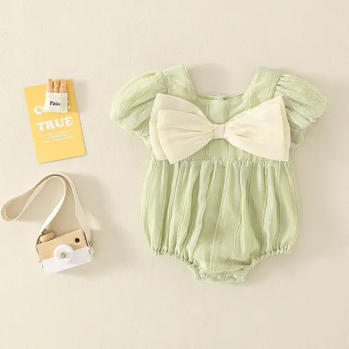 Summer baby girl baby bow clothes bag fart clothes romper