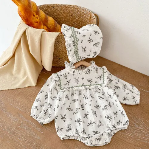 Infant double-sided cotton printing long-sleeve jumpsuit rompers