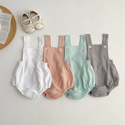 Hot summer harness romper cotton linen sleeveless rompers