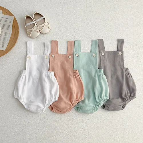 Hot summer harness romper cotton linen sleeveless rompers