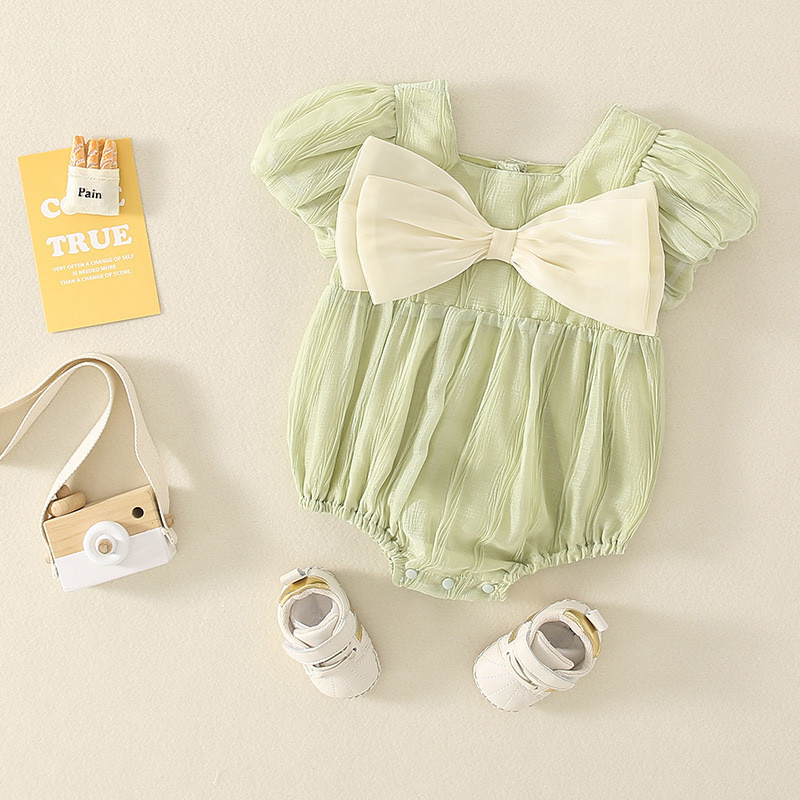 Summer baby girl baby bow clothes bag fart clothes romper