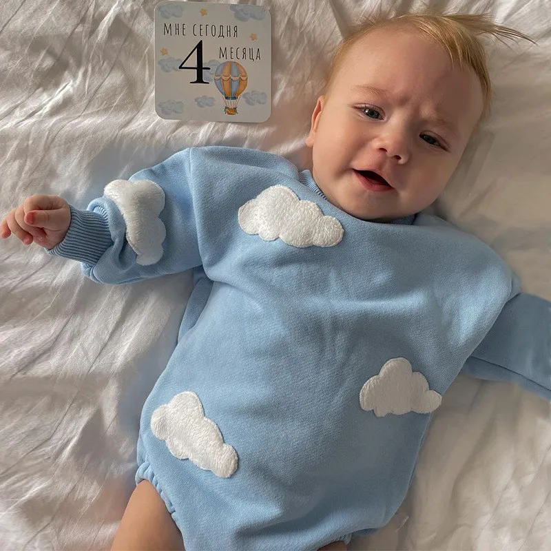 Baby three-dimensional cloud flower romper