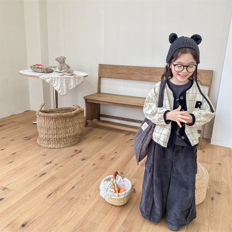 Spring children's new corduroy wide leg pants casual pants