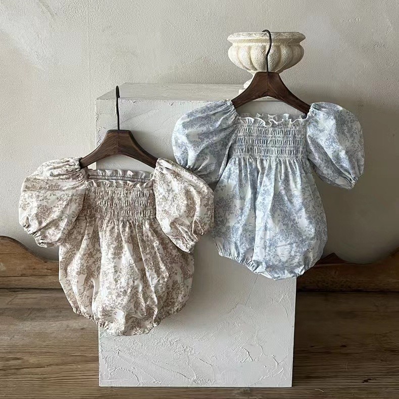 Short sleeve chest bubble sleeve romper fairy flower romper