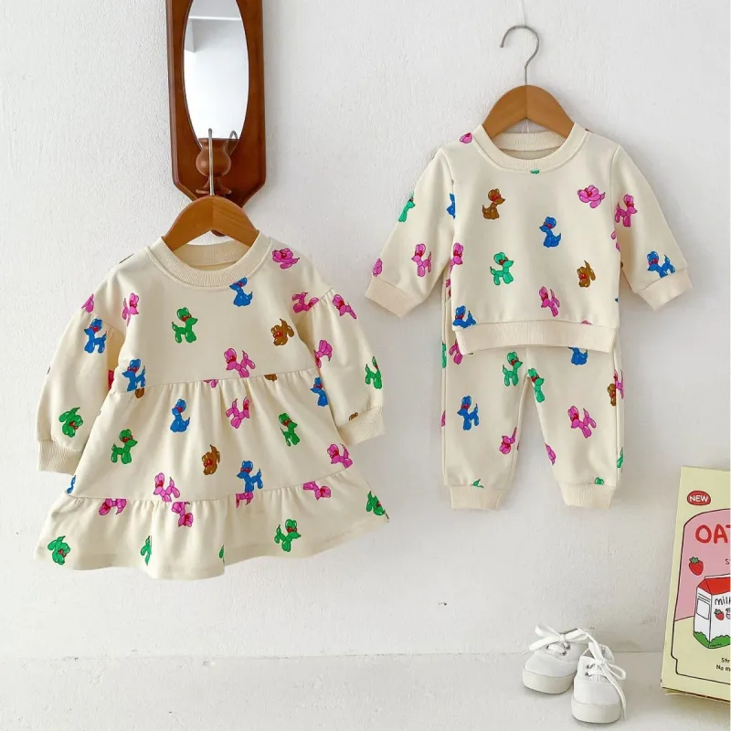 Baby boys and girls Children's suit cute sweatshirt dress