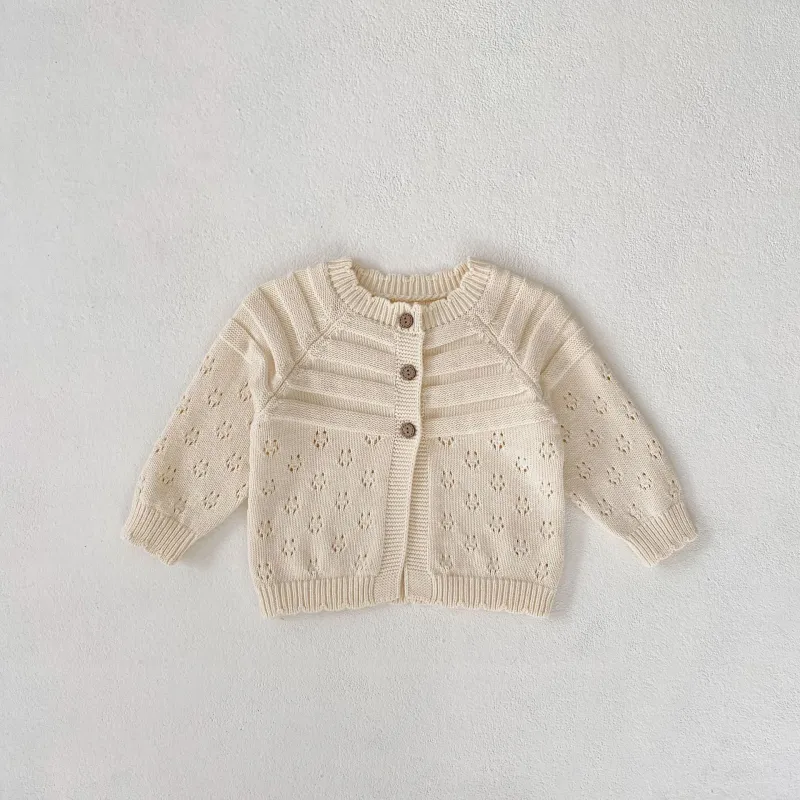 Cotton knitted top sweater  kids solid beige clothes