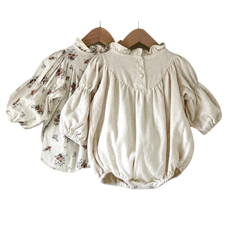 Infant Newborn Baby Girl Romper Long Sleeve Round Neck