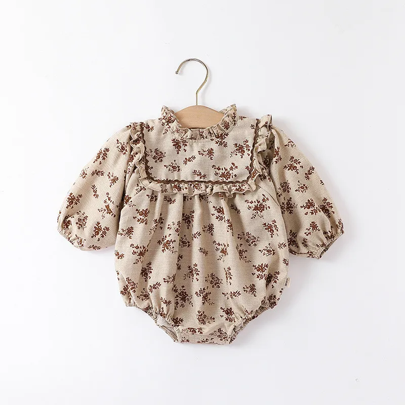 Flowers long sleeves baby one-piece outing romper