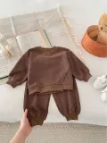 2024 Spring set for girls Baby cute ribbed soft pit knitted two-piece set