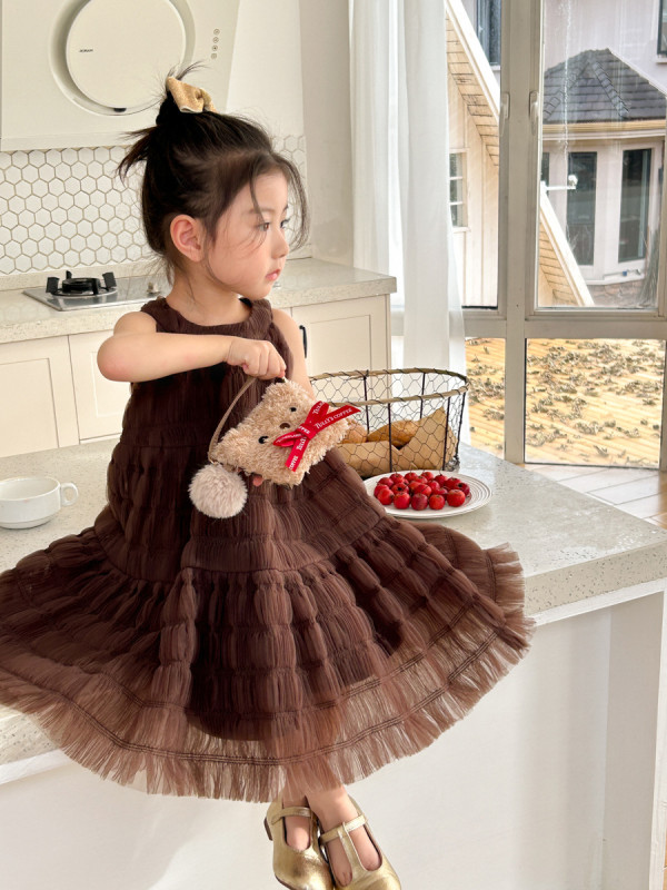 Girls French retro sleeveless halter dress