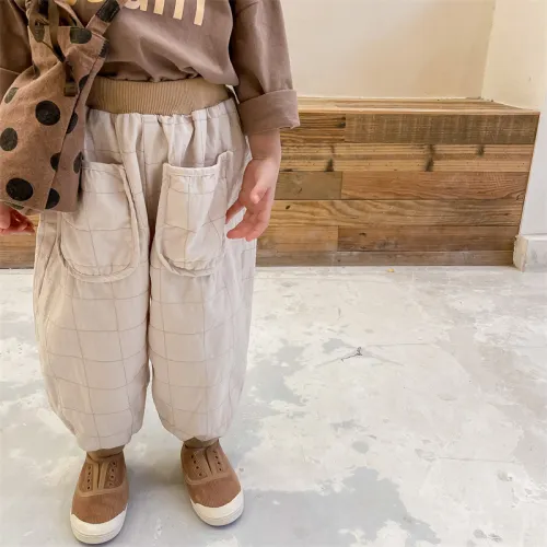 Children's spring cotton and linen girls casual pants Harem pants