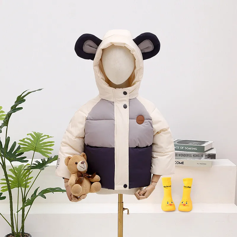 Parkas Bear Hoodie Girls  Boys children Parkas Thicken Coat