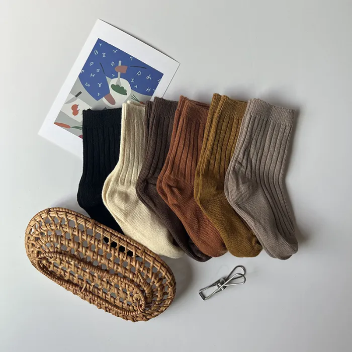 Children's socks combed cotton socks retro baby tube socks