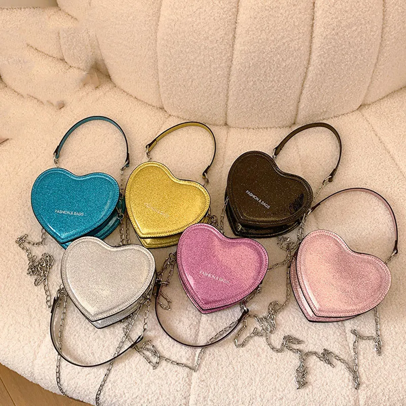 Mini bag cute candy color handbags kids heart shaped purse