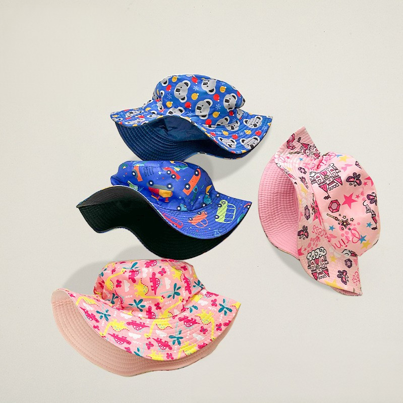 Nordic style cute children's bucket hat new double-sided baby hat travel hat