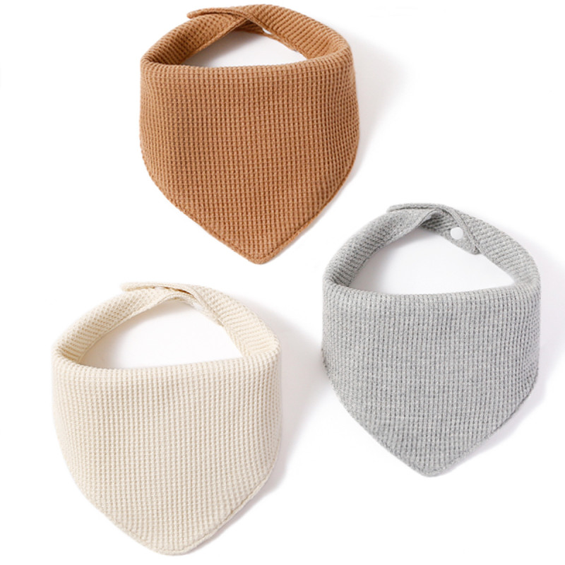 Baby waffle cotton bib newborn milk spilt prevent scarf triangular binder
