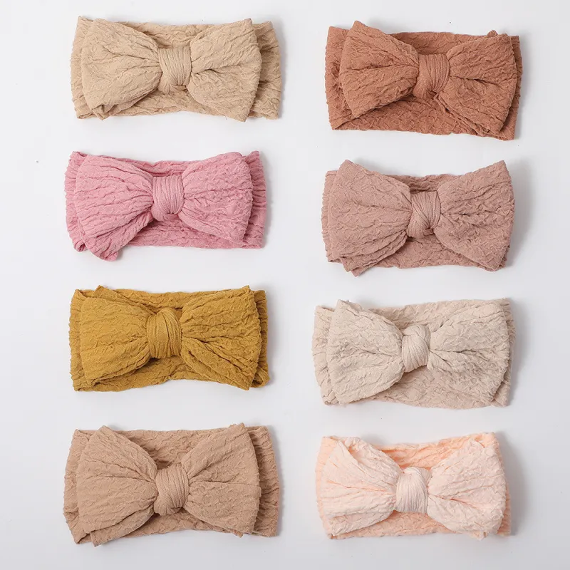 Headband Bows Elastic Nylon Cable Knit Hairband Headwear