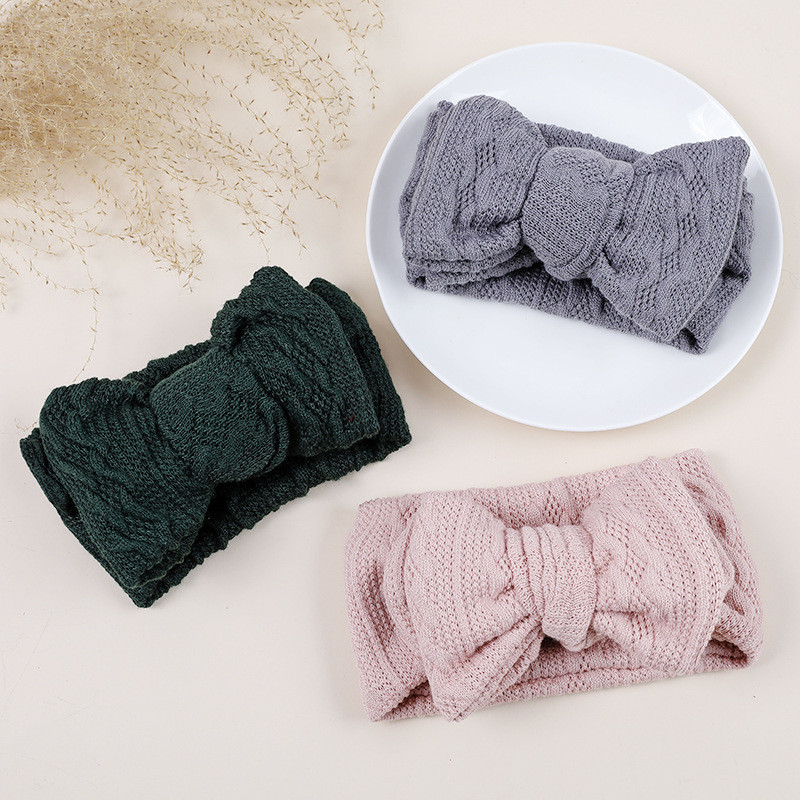 Knit Bow Baby Headband Ribbed Elastic Hairbands Hair Accessories