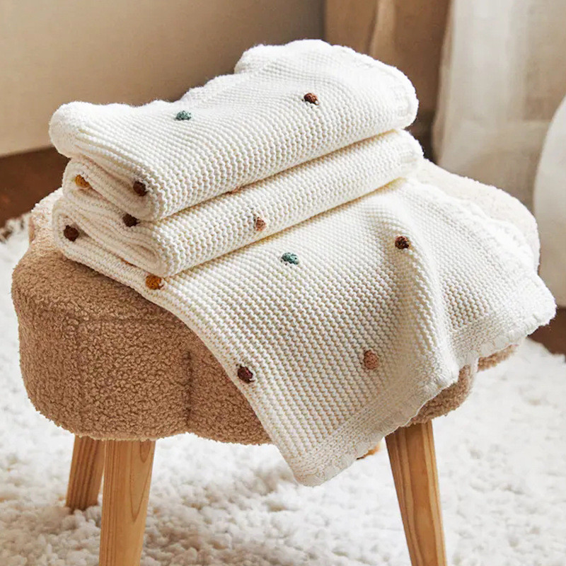 100*70cm Baby Blanket Knitted Sofa Throw Swaddle Wrap Crib Stroller Blanket