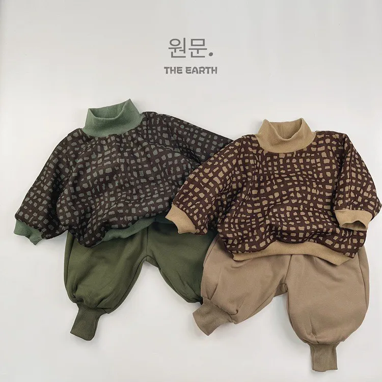 Vintage children's integrated fleece hoodie stand collar light fleece pullover casual warm hoodie