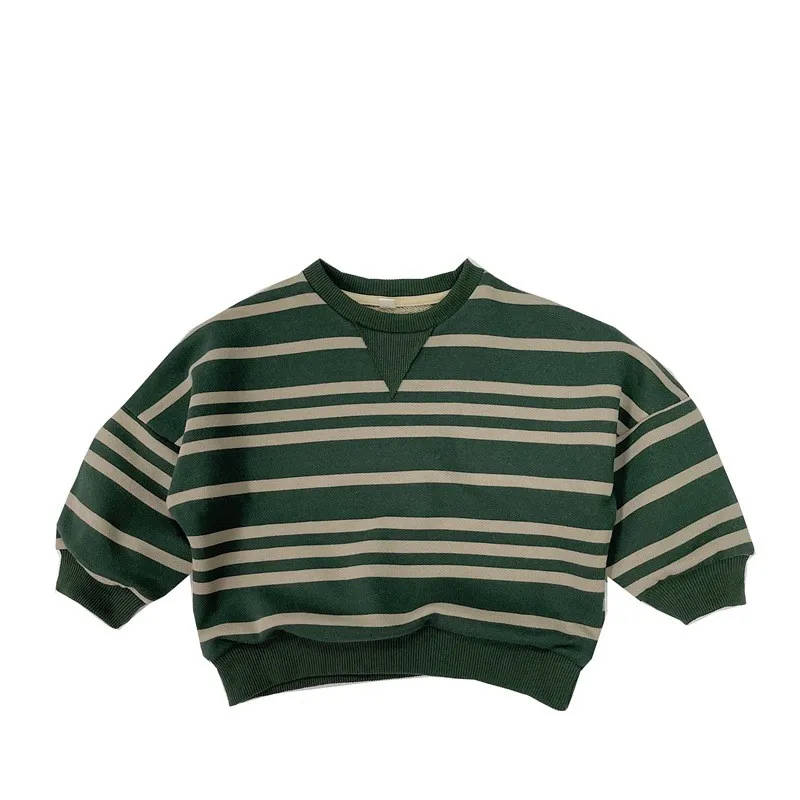 Kids Striped Long Sleeve Sweatshirt Crewneck Casual Long Sleeve Top pullover