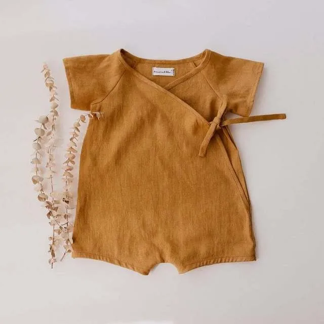 Baby Boys Clothes Cotton Linen Solid Color Summer Baby Girl Jumpsuit Outfits