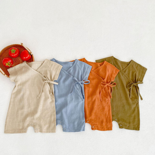 Baby Boys Clothes Cotton Linen Solid Color Summer Baby Girl Jumpsuit Outfits