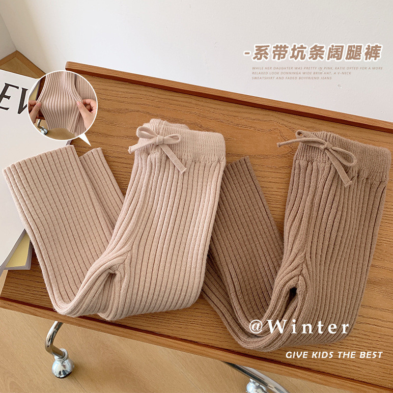 Girls knitted straight pants Knitted trousers Children's leggings pants