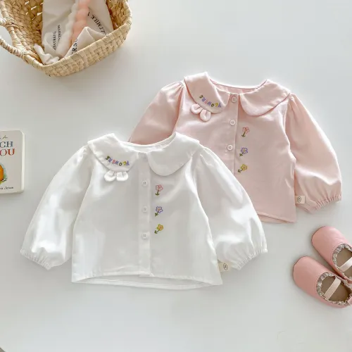 Baby shirts girls embroidered cute shirt clothing sweet top