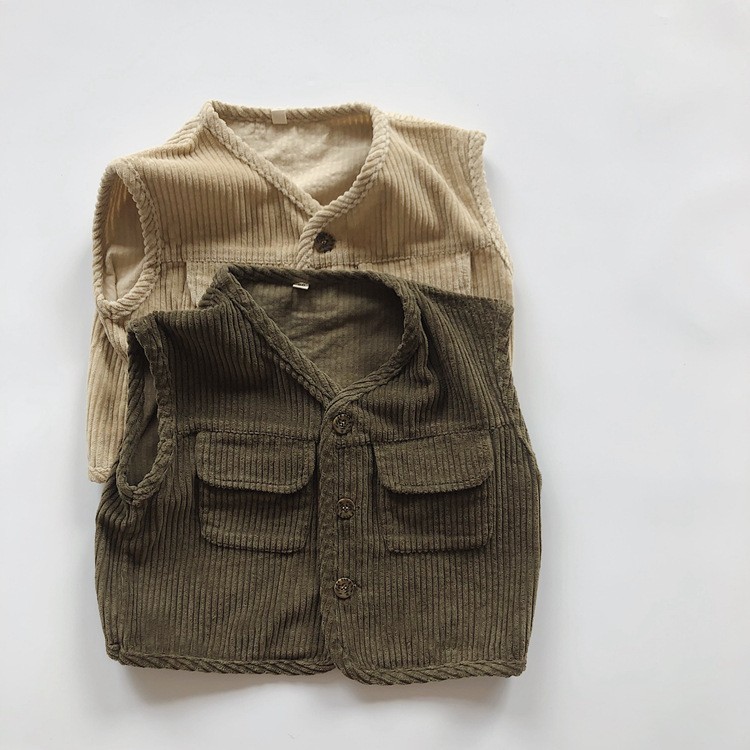 Children's clothes corduroy ves boys cardigan vest kids clothing