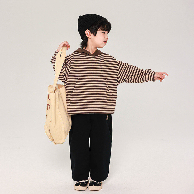 Boys baby sweatshirt  clothing striped hooded pullover kids tops