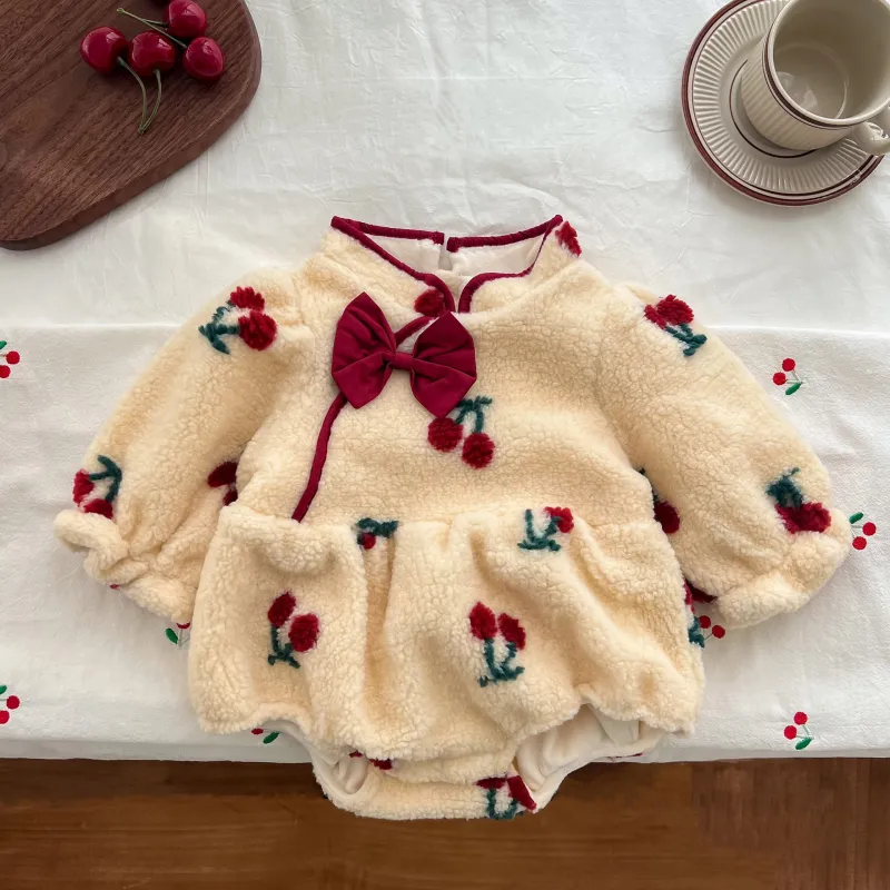 Baby romper full moon plus velvet warm sweet infant clothes