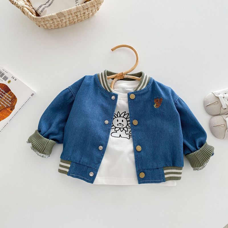 Children's clothes cartoon denim clothes baby coat boys baseball kids top