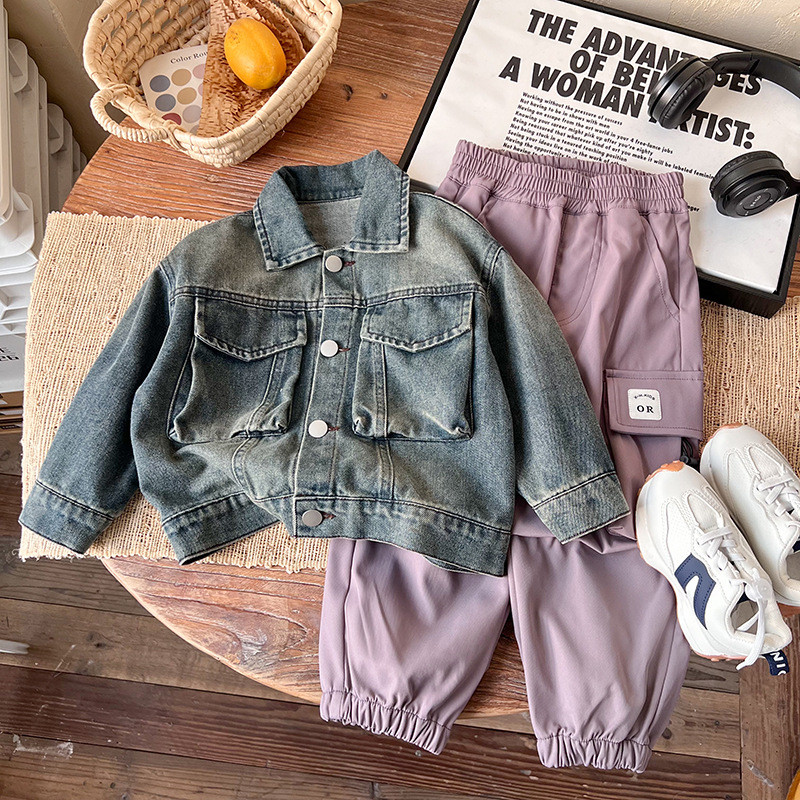 Children's clothing new children's denim coat boys' denim coat top