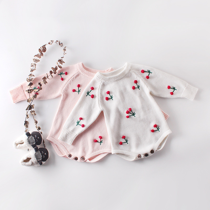 Baby long-sleeved knitted wool jumpsuit bodysuit Romper