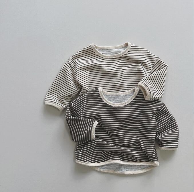 Boy shirts striped long sleeve bottoming shirt loose tops