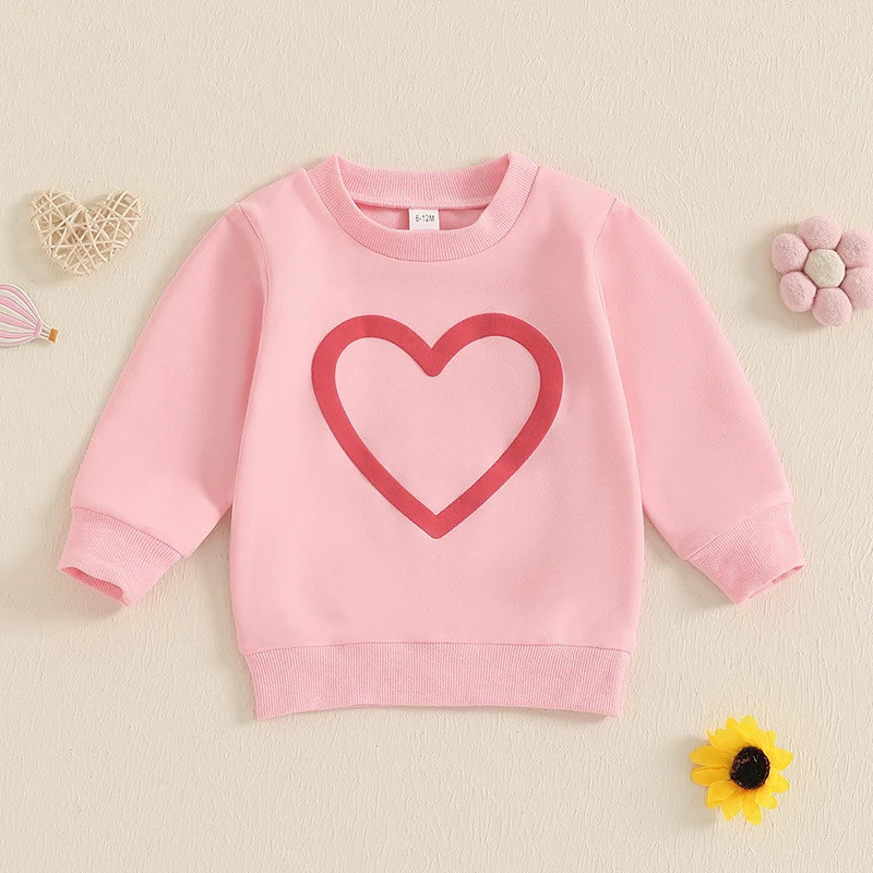 Autumn baby girl love floral print long sleeve pullover sweatshirt