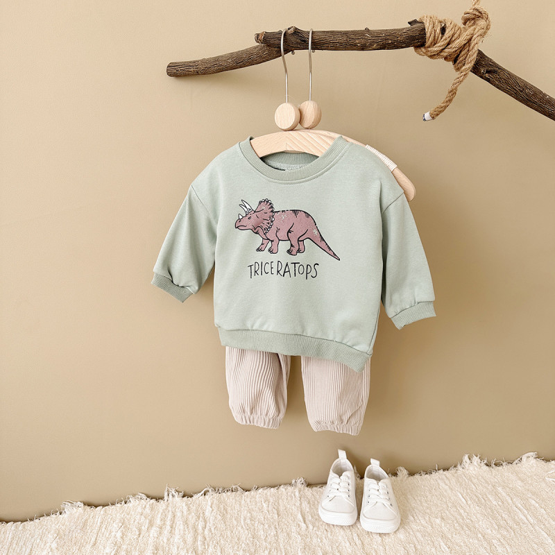 Boys' suit dinosaur printed sweater + Corduroy trouserssuit