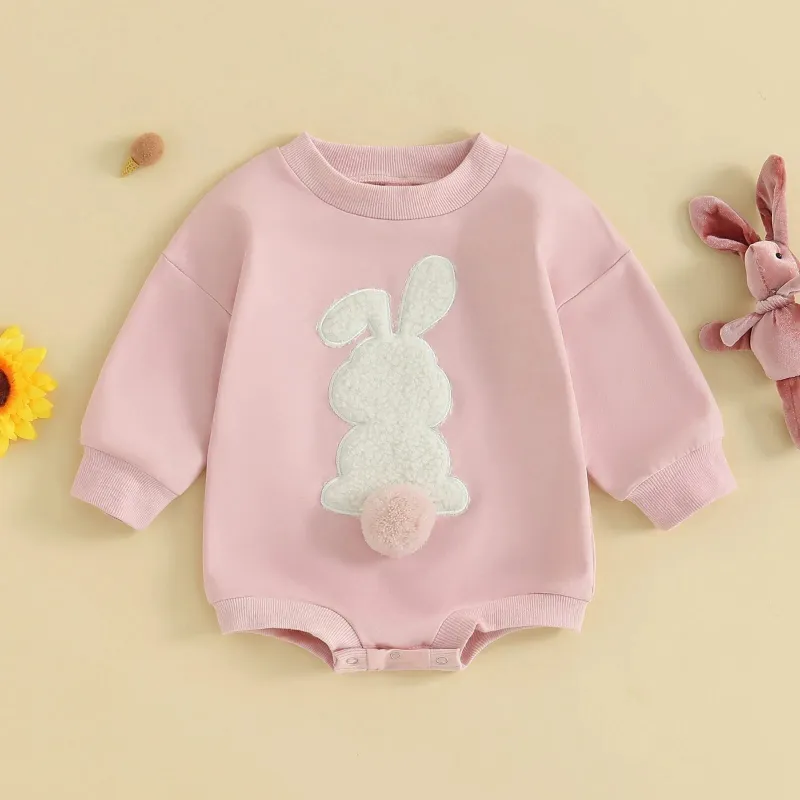 Long-sleeved rabbit romper girl baby infant toddler short romper