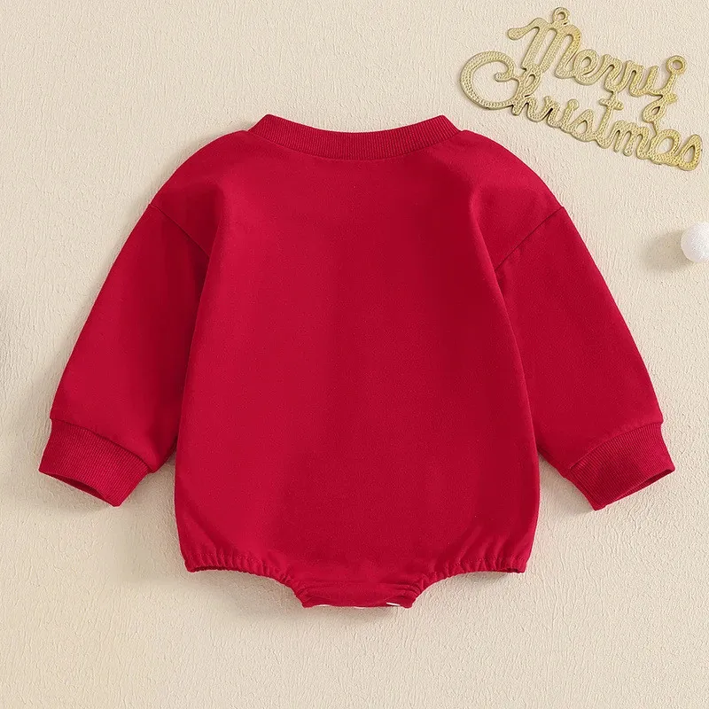 Christmas cartoon letter tree towel embroidery long-sleeve jumpsuit