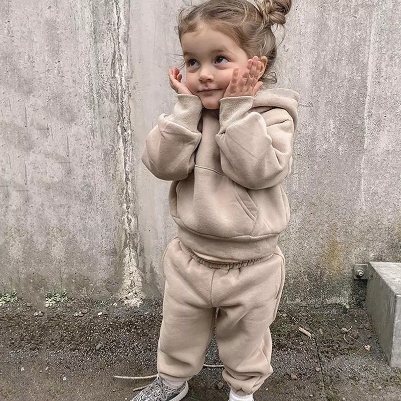 Solid Color Hoodie Sweatshirt Casual Fleece Baby Suit